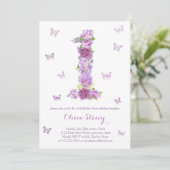 Lavender 1st Birthday Uitnodigingen met vlinders (Staand voorkant)