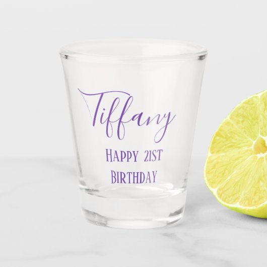 Lavender 21ste verjaardag shot glas (Voorkant)