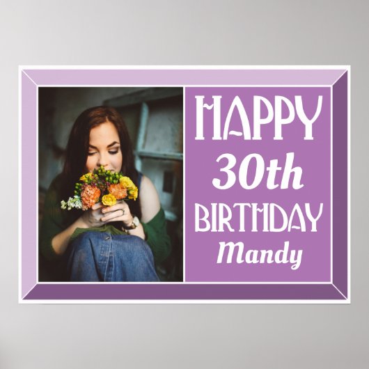 Lavender 30th Art Deco Birthday Foto Poster (Voorkant)