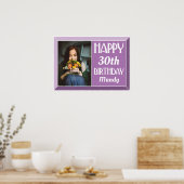 Lavender 30th Art Deco Birthday Foto Poster (Keuken)