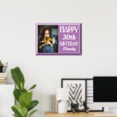 Lavender 30th Art Deco Birthday Foto Poster (Thuiskantoor)