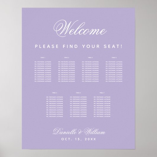 Lavender 7 Tables Paars Weddenschappen Poster (Voorkant)