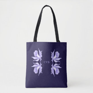 Lavender aan Light Paars Orchids op Haiti Blue Tote Bag