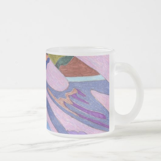 "Lavender" Abstracte kunst Matglas Koffiemok (Rechts)
