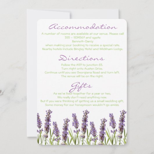 Lavender Additional Information Kaart (Achterkant)