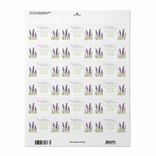 Lavender-adreslabel Etiket (Full Sheet)