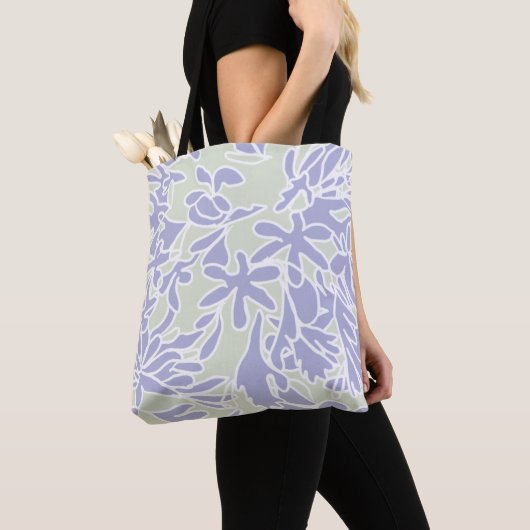 Lavender Agapanthus Flower Sage Green Tote Bag (Dichtbij)