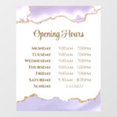 Lavender Agate Openingstijden Venster Cling Raamsticker (Vel)
