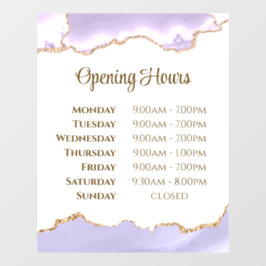 Lavender Agate Openingstijden Venster Cling Raamsticker