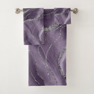 Lavender Agate Silver Glitter Glam #1 Bad Handdoek