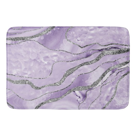 Lavender Agate Silver Glitter Glam #1 Badmat (Voorkant)
