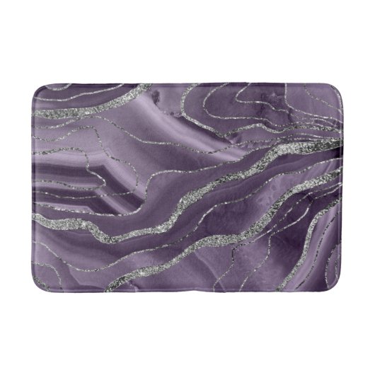 Lavender Agate Silver Glitter Glam #1 Badmat (Voorkant)