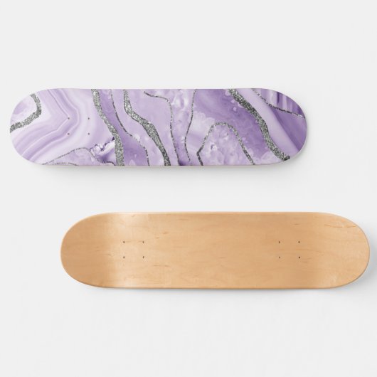 Lavender Agate Silver Glitter Glam #1 Persoonlijk Skateboard (Horizontaal)