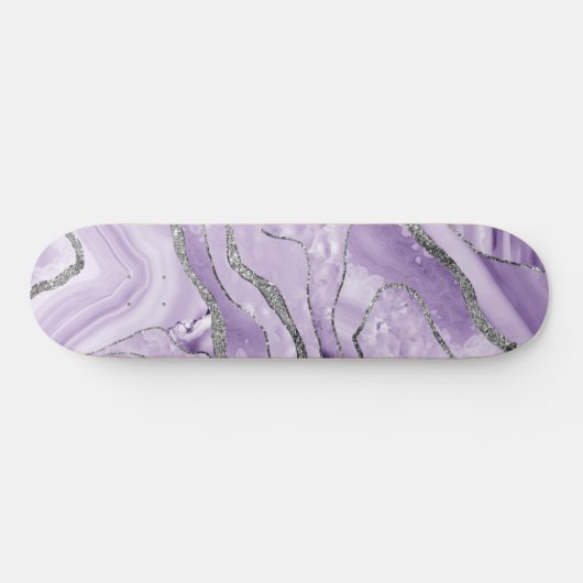 Lavender Agate Silver Glitter Glam #1 Persoonlijk Skateboard (Horizontaal)