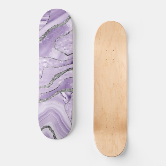 Lavender Agate Silver Glitter Glam #1 Persoonlijk Skateboard (Voorkant)
