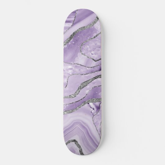 Lavender Agate Silver Glitter Glam #1 Persoonlijk Skateboard (Voorkant)
