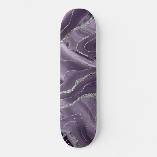 Lavender Agate Silver Glitter Glam #1 Persoonlijk Skateboard (Voorkant)