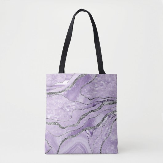 Lavender Agate Silver Glitter Glam #1 Tote Bag (Voorkant)