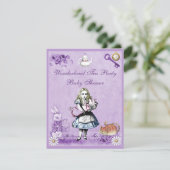 Lavender Alice in Wonderland Tea Party Baby shower Kaart (Staand voorkant)
