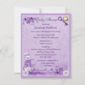 Lavender Alice in Wonderland Tea Party Baby shower Kaart (Achterkant)