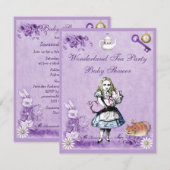 Lavender Alice in Wonderland Tea Party Baby shower Kaart (Voorkant / Achterkant)