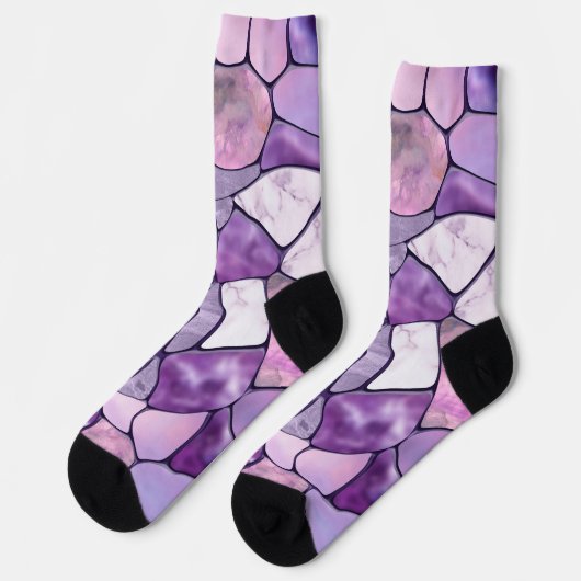 Lavender Amethyst Marble cells abstract Sokken (Links)