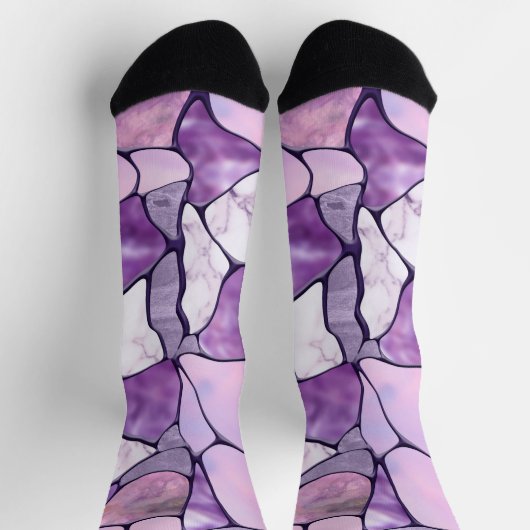 Lavender Amethyst Marble cells abstract Sokken (Top)