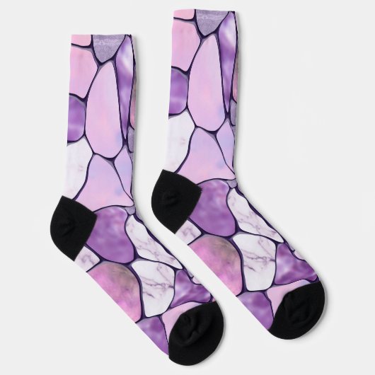 Lavender Amethyst Marble cells abstract Sokken (Rechts)