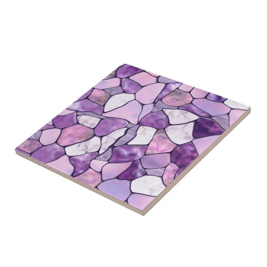 Lavender Amethyst Marble cells abstract Tegeltje (Zijkant)