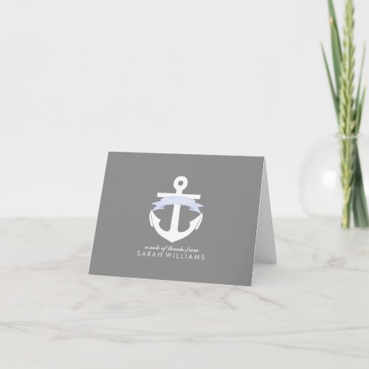 Lavender Anchor Nautical Baby shower Bedankkaart (Voorkant)