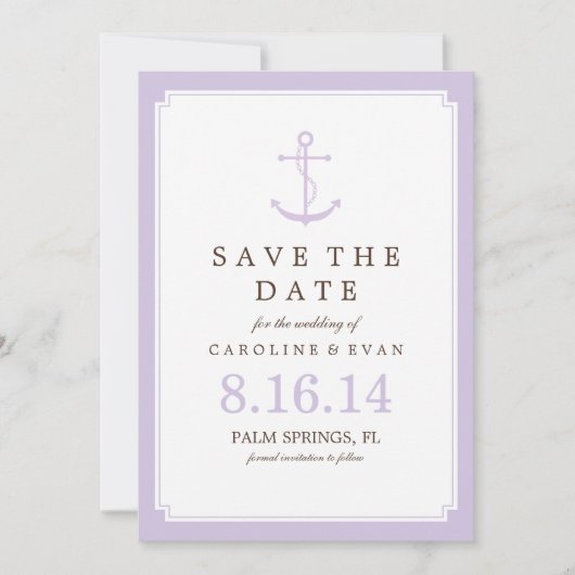 Lavender Anchor Wedding Save the Date (Voorkant)