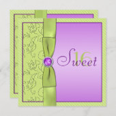 Lavender and Chartreuse Sweet Sixteen Uitnodiging (Voorkant / Achterkant)