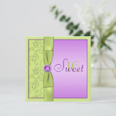 Lavender and Chartreuse Sweet Sixteen Uitnodiging (Staand voorkant)