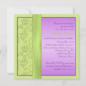 Lavender and Chartreuse Sweet Sixteen Uitnodiging (Achterkant)