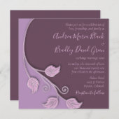 Lavender and Eggplant Paars Vine Wedding Kaart (Voorkant / Achterkant)