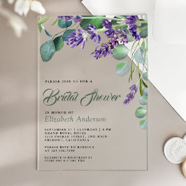 Lavender and Eucalyptus White Marble Bridal Shower Acryl Uitnodigingen