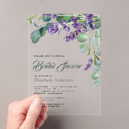 Lavender and Eucalyptus White Marble Bridal Shower Acryl Uitnodigingen