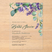 Lavender and Eucalyptus White Marble Bridal Shower Acryl Uitnodigingen (Voorkant)