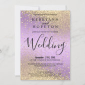 Lavender and Gold Glitter Invitation Kaart (Voorkant)