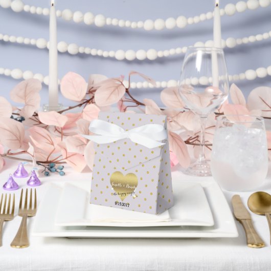 Lavender and Gold Heart Polka Dots Shower Party Bedankdoosjes (Huwelijk)