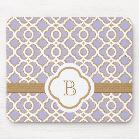 Lavender and Gold Moroccan Monogrammed Muismat (Voorkant)