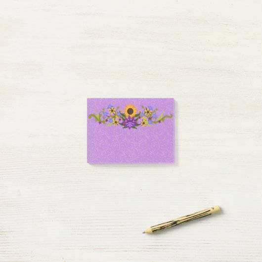 Lavender and Gold Sunflower Swag Post-it® Notes (Op bureau)