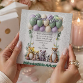 Lavender and Green Baby Shower Flat Thank You Card Bedankkaart