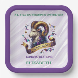 Lavender and Green Capricorn Zodiac Baby Shower Papieren Bordje