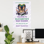Lavender and Green Gemini Zodiac Baby Shower Poster (Thuiskantoor)