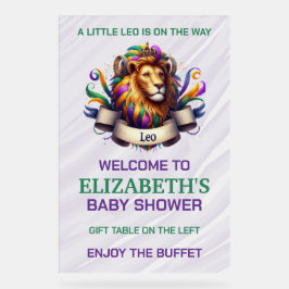 Lavender and Green Leo Zodiac Baby Shower Acryl Bord