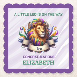 Lavender and Green Leo Zodiac Baby Shower Kartonnen Onderzetters
