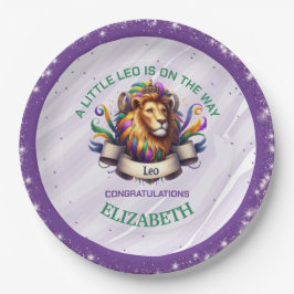 Lavender and Green Leo Zodiac Baby Shower Papieren Bordje
