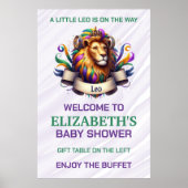 Lavender and Green Leo Zodiac Baby Shower Poster (Voorkant)