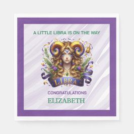 Lavender and Green Libra Zodiac Baby Shower Servet